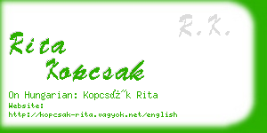 rita kopcsak business card